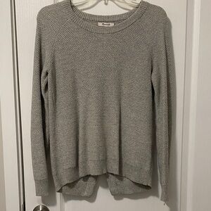 Madewell Light Gray Crew Neck Sweater with Split Back (XXS)